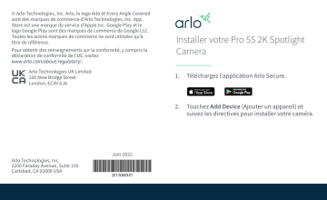 Arlo Pro 5S (VMC4060P) Guide de démarrage rapide | Fixfr