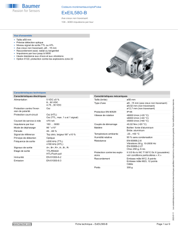 Baumer ExEIL580-B Incremental encoder Fiche technique | Fixfr