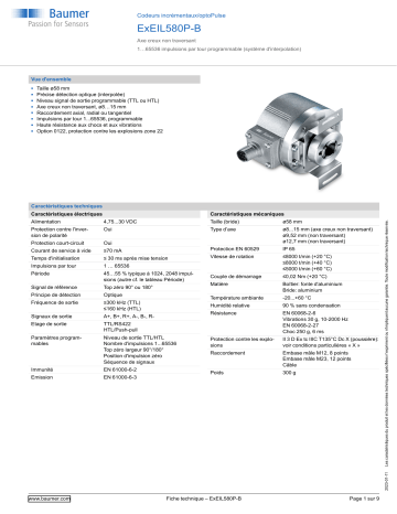 Baumer ExEIL580P-B Incremental encoder Fiche technique | Fixfr