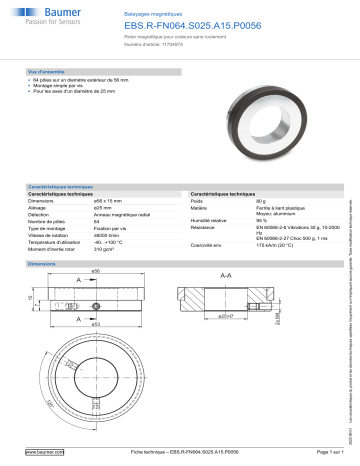 Baumer EBS.R-FN064.S025.A15.P0056 Magnetic scale Fiche technique | Fixfr