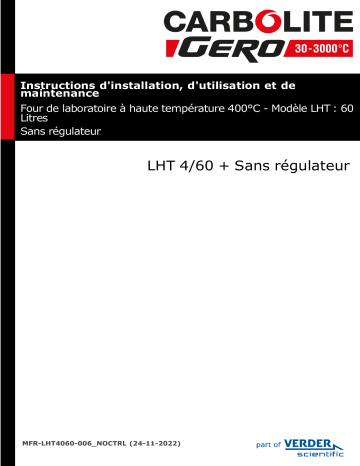 Carbolite Gero LHT 4/60 with No Controls Section Mode d'emploi | Fixfr