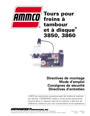 AMMCO 3850, 3860 Tours pour Freins � Tambour et � Disque Mode d'emploi | Fixfr