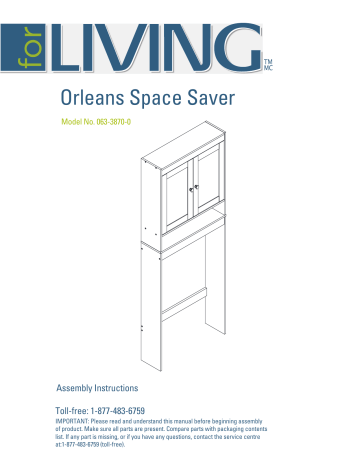 for Living Orleans 2-Door Over-The-Toilet Spacesaver Bathroom Storage Cabinet Manuel du propriétaire | Fixfr