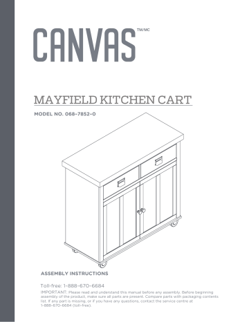 Canvas Mayfield Wood Top Kitchen Utility Storage Cart/Island Manuel du propriétaire | Fixfr
