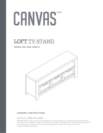 Canvas Loft 3-Drawer TV Stand & Media Storage Console Cabinet Manuel du propriétaire | Fixfr