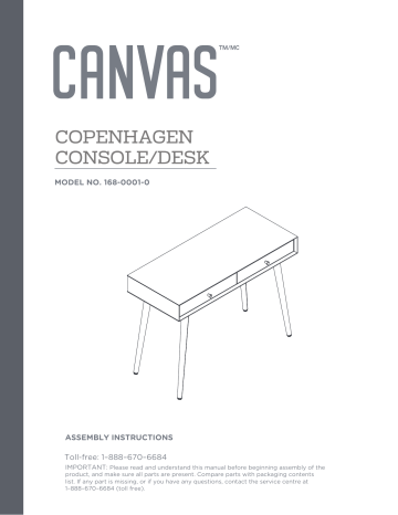 Canvas Copenhagen 2-Drawer Home Office Writing Console Desk/Table Manuel du propriétaire | Fixfr