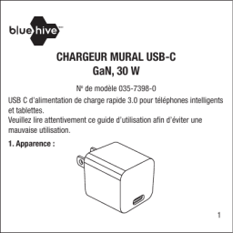 BlueHive 30 Watt USB-C Fast Charge PD Wall Charger Manuel du propriétaire