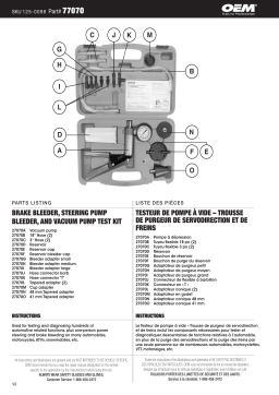 OEM TOOLS OEMTOOLS Brake Bleeder Manuel du propriétaire