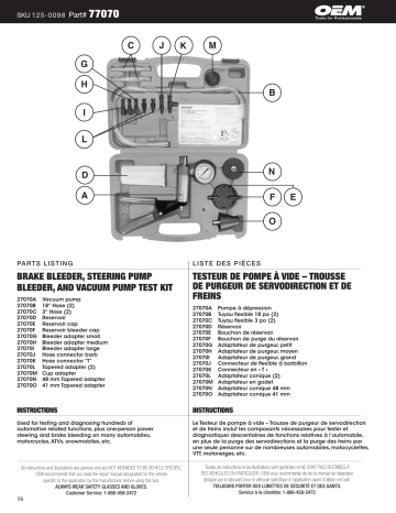 OEM TOOLS OEMTOOLS Brake Bleeder Manuel du propriétaire | Fixfr