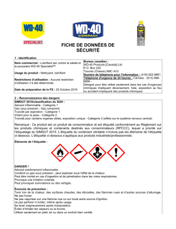 WD-40 Specialist 2209 Dirt & Dust Resistant Dry Lube PTFE Spray Manuel du propriétaire | Fixfr