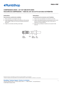 Plumbshop Union Tube, 3/8-in OD Manuel du propriétaire