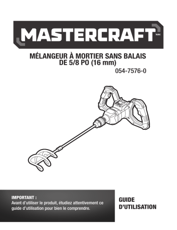 MasterCraft 20V 200-650RPM Mud Mixer Manuel du propriétaire | Fixfr
