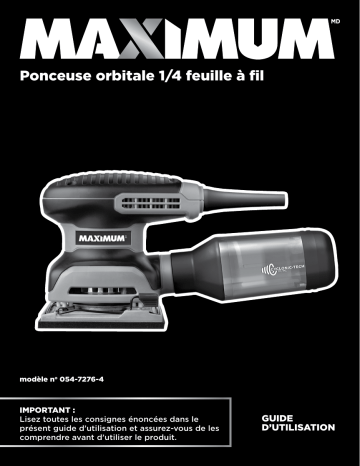 Maximum 2.4A Corded Single-Speed Sheet Sander Manuel du propriétaire | Fixfr