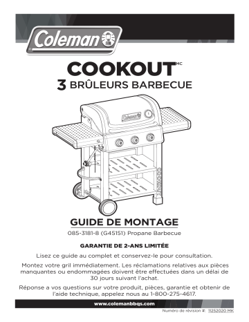 Coleman Cookout 3-Burner Propane Gas BBQ Manuel du propriétaire | Fixfr