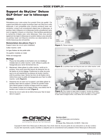 Orion 52062 SkyLine Deluxe Laser Pointer-to-Telescope Bracket Manuel utilisateur | Fixfr