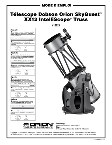 Orion 10023 SkyQuest XX12i IntelliScope Truss Dobsonian Telescope Manuel utilisateur | Fixfr