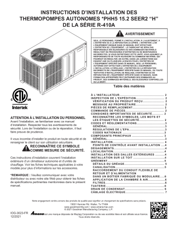 GOODMAN GPHH53641 3T 15.2 SEER2 PKG HP spécification | Fixfr