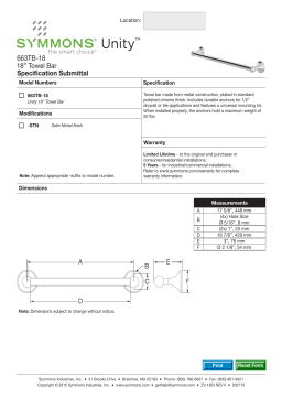 Symmons Industries 663TB-18-STN Unity® 18 in. Towel Bar in Satin Nickel spécification