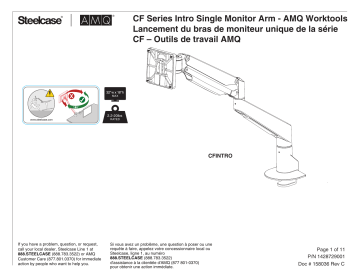 Steelcase CF Series Intro Single Monitor Arm – AMQ Worktools Manuel utilisateur | Fixfr