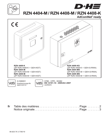 08-M | RZN 4408-K | D+H RZN 4404 Smoke vent control panel Mode d'emploi | Fixfr