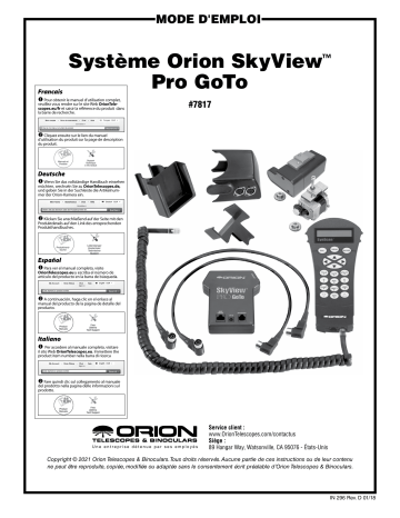 Orion 07817 GoTo Upgrade Kit Manuel utilisateur | Fixfr