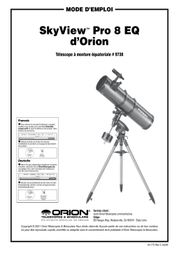 Orion 09738 SkyView Pro 8" Equatorial Reflector Telescope Manuel utilisateur