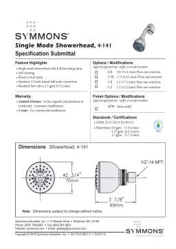 Symmons Industries 4-141-1.5 Origins™ Single Function Full Showerhead in Polished Chrome spécification