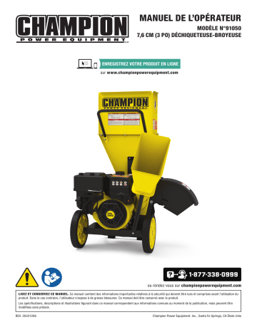 Champion Power Equipment 91050 3-in. Chipper Shredder Manuel utilisateur | Fixfr