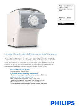 Philips HR2375/05 Avance Collection Machine à pâtes automatique - 4 formes - Blanc Manuel utilisateur