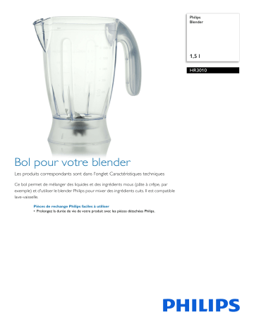 Philips HR3010/01 Blender Manuel utilisateur | Fixfr
