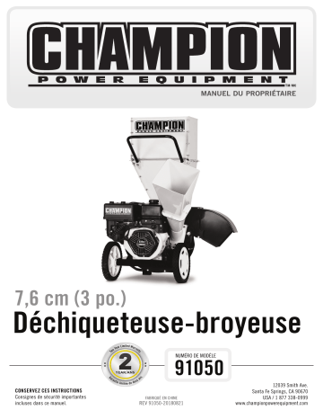 Champion Power Equipment 91050 3-in. Chipper Shredder Manuel utilisateur | Fixfr