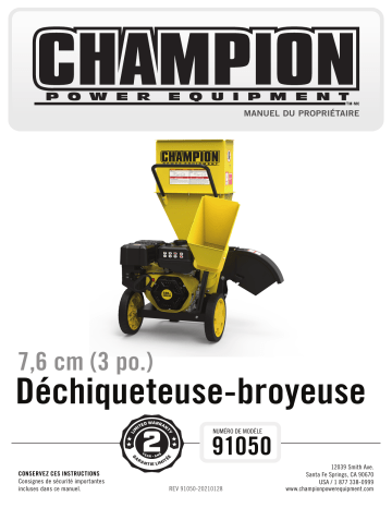 Champion Power Equipment 91050 3-in. Chipper Shredder Manuel utilisateur | Fixfr