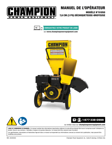 Champion Power Equipment 91050 3-in. Chipper Shredder Manuel utilisateur | Fixfr