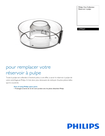 Philips CP9561/01 Viva Collection Réservoir à pulpe Manuel utilisateur | Fixfr