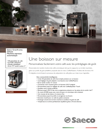 Saeco SM6685/00R1 Saeco GranAroma Deluxe Machine espresso automatique Manuel utilisateur | Fixfr