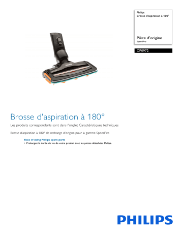 Philips CP0972/01 Brosse d'aspiration à 180° Manuel utilisateur | Fixfr