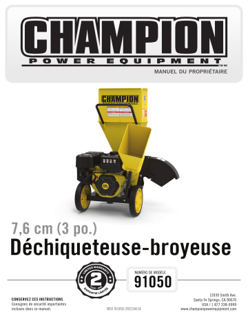 Champion Power Equipment 91050 3-in. Chipper Shredder Manuel utilisateur | Fixfr