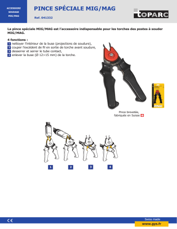 GYS Special plier MIG MAG. 12-15 mm nozzle Fiche technique | Fixfr