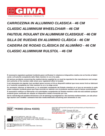 Gima 43235 CLASSIC ALUMINIUM WHEELCHAIR - 46 cm Manuel du propriétaire | Fixfr