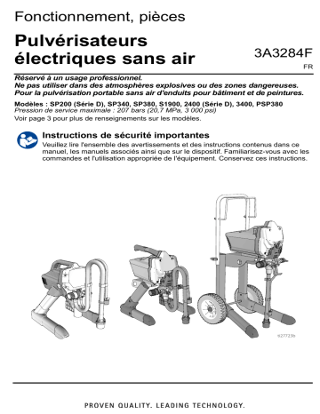 Graco 3A3284F, Pulvérisateurs électriques sans air, Fonctionnement, Pièces, Français Manuel du propriétaire | Fixfr