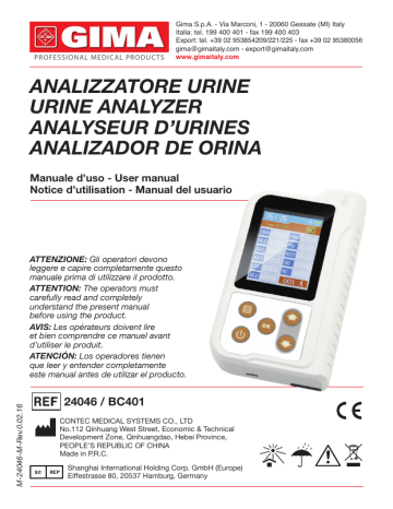 Gima 24046 URINE ANALYZER Manuel du propriétaire | Fixfr