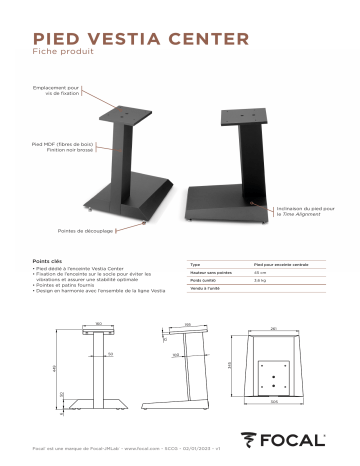 Focal Vestia Center Stand spécification | Fixfr