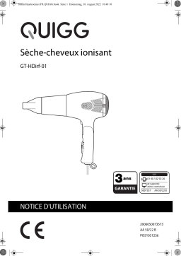 Quigg GT-HDirf-03 Hairdryer, Ionic, retractable cable Manuel utilisateur