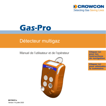 Gas-Pro IR | Gas-Pro PID | Crowcon Gas-Pro Portable Gas Detector Manuel utilisateur | Fixfr