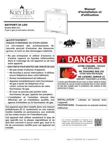 Kozyheat Bayport 36 Manuel du propriétaire | Fixfr