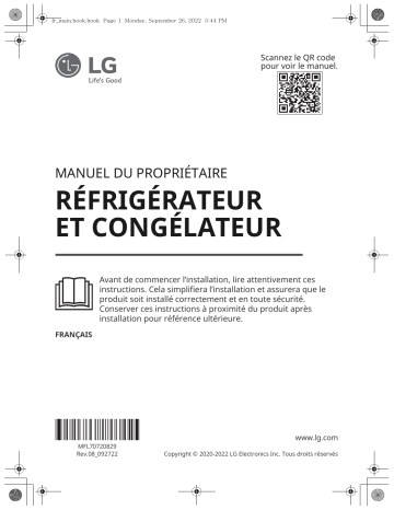 LG Combiné GBB569MCAZN 462L Carbone Manuel utilisateur | Fixfr