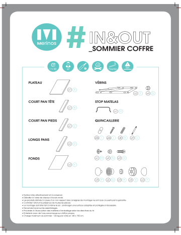 MERINOS Sommier Coffre De Rangement En Kit Noir In et Out 90x190 Mode d'emploi | Fixfr