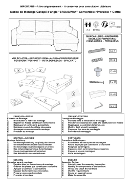 BUT Canapé d'angle convertible méridienne réversible tissu gris clair BROADWAY Mode d'emploi