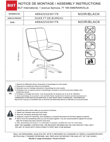 BUT Fauteuil de bureau DUKE Noir Mode d'emploi | Fixfr