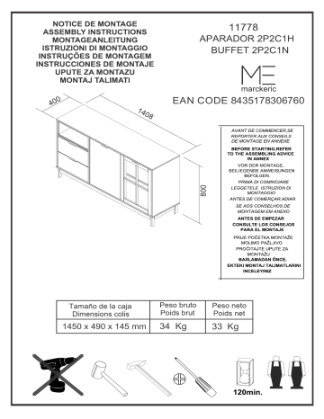 BUT Buffet style atelier BRONX Bois massif et noir Mode d'emploi | Fixfr